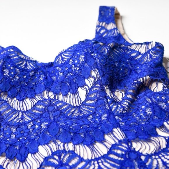 NWT B. DARLIN Royal Blue Fit Flare Lace Dress 7 Jr elegant prom party dress - Picture 5 of 5